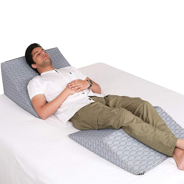 Metron Foam Bed Wedge Pillow Set Reading Pillow Back Support Wedge Pillow for Sleeping Separated Sit Up Pillows for Bed |Angled Bed Pillow