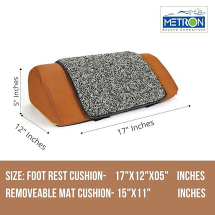 Metron Foot Rest for Office Chair | Work from Home |for Gaming Work-Study or Under Desk Leg Support |With Extra Removable Rubber Interlope Mat | Non-Slip Bottom |17”x12”x5” | Tan | Pack of 1