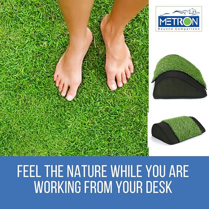 Metron Foot Rest for Office Chair | Work from Home |for Gaming Work-Study or Under Desk Leg Support |With Extra Removable Plastic Grass Turf Mat | Non-Slip Bottom |17”x12”x5” | Black | Pack of 1