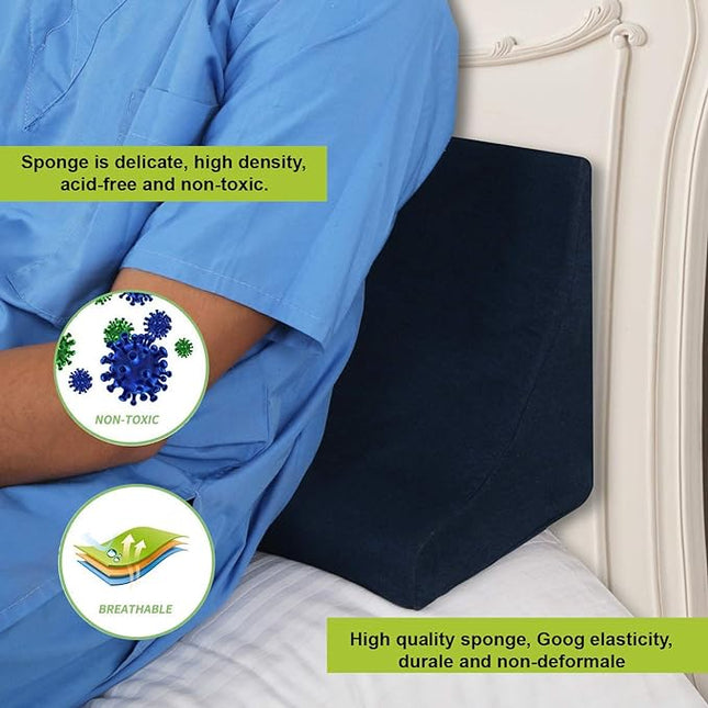 METRON Triangular Body Positioning Wedge Pillow for Bedridden or Person Who Needs Side Support While Sleeping |Can be Used to Support Under Knee or Back| Anti Pressure Sore, Pack of 1