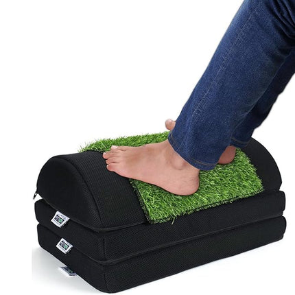 Metron Adjustable (3 Height-in-1) Foot Rest Stool for Under Desk with Removable Artificial Grass Turf Top Mat Sheet | Relieve Foot Pain Improves Blood Circulation | Three Height Options 5” 7” & 9” |Pack of 1