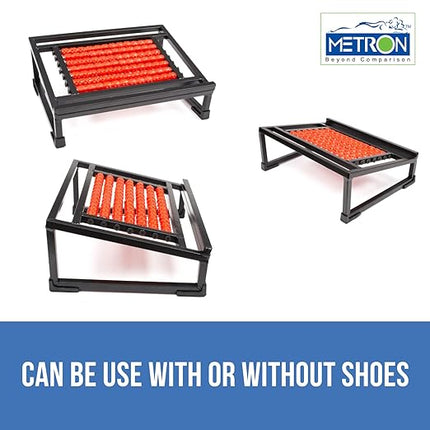 Metron Foot Rest for Under Desk at Work | with Foot Massage Rollers for Deep Relaxation While Working for Long Hours | Durable Metal Pipe Frame with 28 Massage Rollers with Silicon Anti-slip Grip Pads