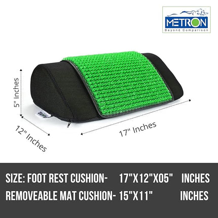 METRON Home & Office Foot Rest for Under Desk Removable Acupressure Cushion Mat | Can Be also Use with Shoes | Ergonomic Design | HR Sponge | Removable & Washable Cover | Colour Black Base | Pack of 1