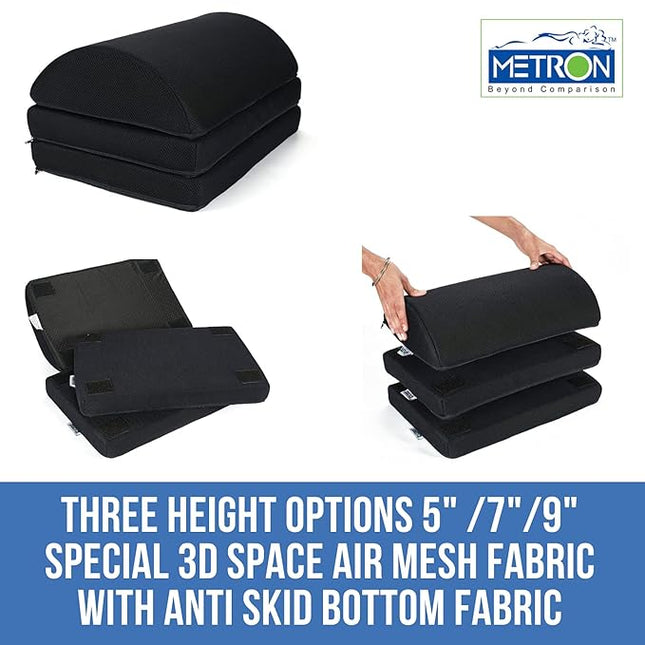 Metron Adjustable (3 Height-in-1) Foot Rest Stool for Under Desk | Relieve Foot Pain Improves Blood Circulation | Three Height Options 5” 7” & 9” | Washable Cover | Pack of 1