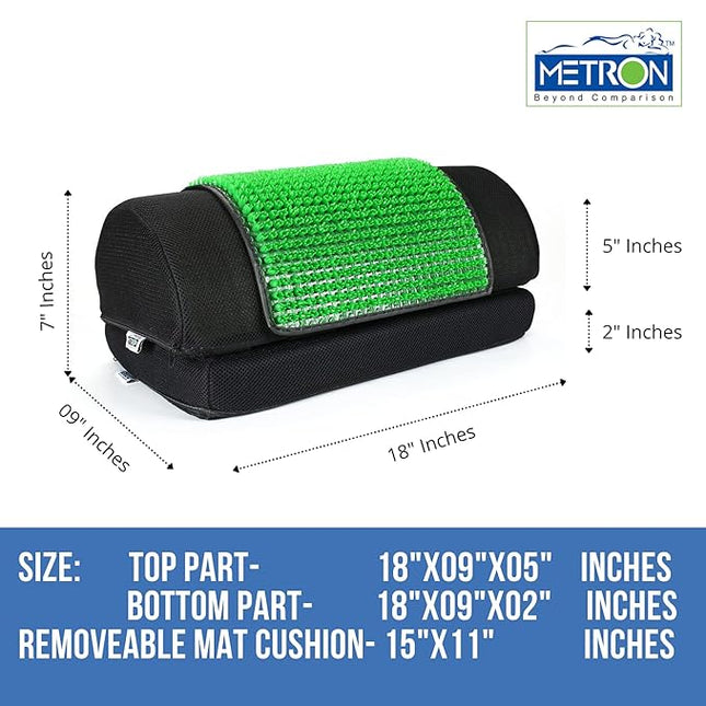 Metron Adjustable Foot Rest Stool Under Desk with Removable Acupressure Massage Accumat Plastic Top Sheet | Relieve Foot Pain and Improves Blood Circulation | Two Height Options 5” & 7” | Washable Cover | Pack of 1