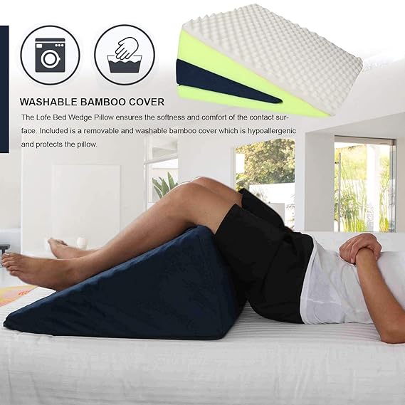 METRON Wedge Pillow for GERD Acid Reflux | for Incline Sleeping | Easy Height Adjustable | Color Dark | Removable Cover