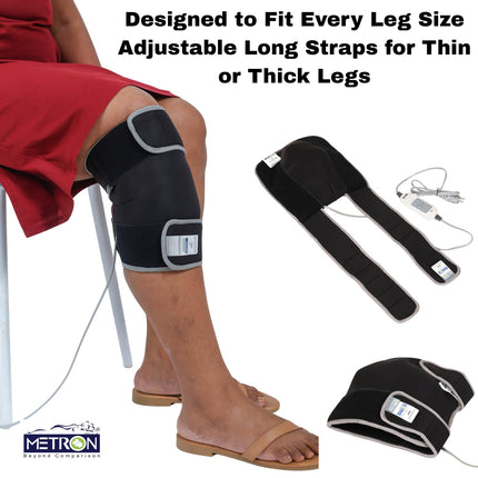 Metron Electric Knee Heating Pad for Joint Pain Relief, Arthritis and Stiffness, Heat Pad for Knee Pain Relief and Post-Surgery Recovery, Adjustable Knee Belt with Auto Shut-Off, Multi-Use for Elbow and Ankle
