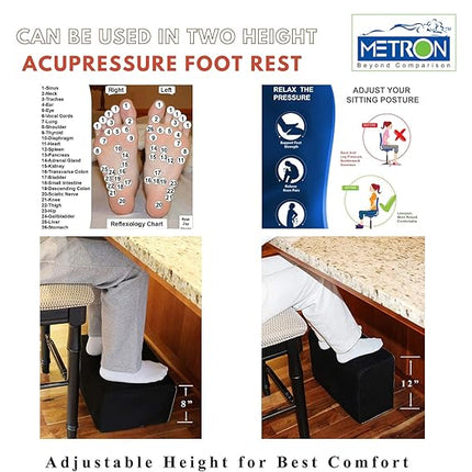 Metron Extra Large Foot Rest for Stools High Chairs Sofa Dining Table & Under Desk | Best for Kids Adults Shorter Folks & Senior Persons | Now with Acupressure Stimulators for Pain Relief