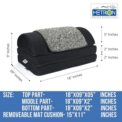 Metron Adjustable (3 Height-in-1) Foot Rest Stool for Under Desk with Removable Interloped Cushion Rubber Mat | Relieve Foot Pain Improves Blood Circulation | Three Height Options 5” 7” & 9” |Pack of 1