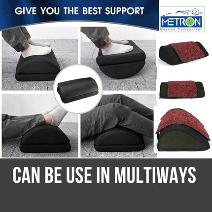 Metron Foot Rest for Office Chair | Work from Home |for Gaming Work-Study or Under Desk Leg Support |With Extra Removable Rubber Interlope Mat | Non-Slip Bottom |17”x12”x5” | Black | Pack of 1