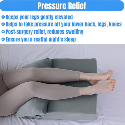 METRON Foam & Memory Foam Leg Elevation Pillow - Wedge Pillow for Varicose Veins, Reduces Leg & Back Pain, Improves Blood Circulation - Extra Soft Pillow, Grey, Pack of 1