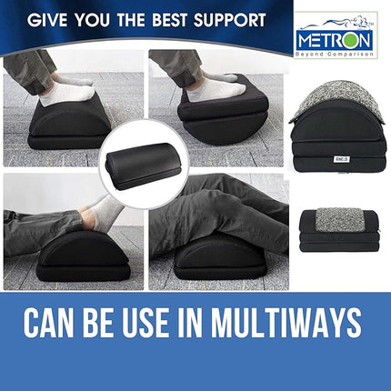 Metron Adjustable (3 Height-in-1) Foot Rest Stool for Under Desk with Removable Interloped Cushion Rubber Mat | Relieve Foot Pain Improves Blood Circulation | Three Height Options 5” 7” & 9” |Pack of 1