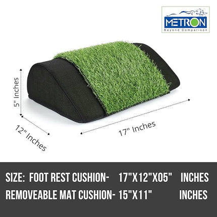 Metron Foot Rest for Office Chair | Work from Home |for Gaming Work-Study or Under Desk Leg Support |With Extra Removable Plastic Grass Turf Mat | Non-Slip Bottom |17”x12”x5” | Black | Pack of 1