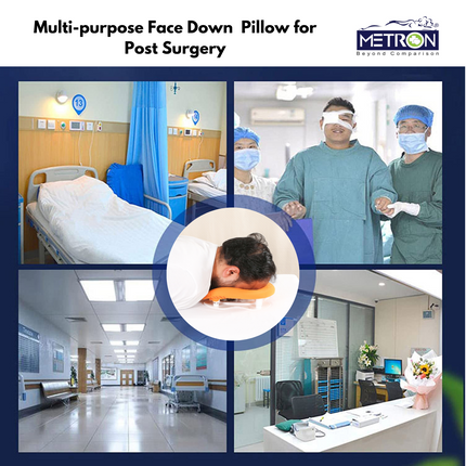 METRON Face Down Prone Pillow for After Retina Eye Surgery, Helps in Retinal Detachment of Muscular Hole & Vitrectomy Recovery, It is Ideal for Spa, Massage & Prone Sleeping, with a Height Adjuster