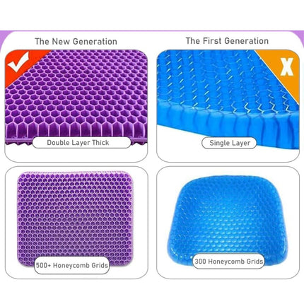 METRON Gel Seat Cushion for Long Sitting  Extra Large & Thick  Medium Soft & Breathable Cover Perfect for Wheelchair Office Chair and Hip Pain Relief Double Honeycomb Design Pack of 1Pc