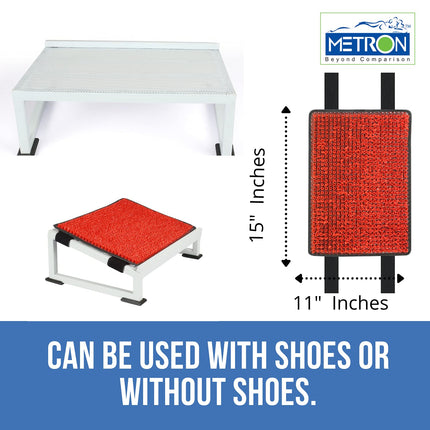 Metron Metal Foot Rest Stool Under The Desk with Removable Acupressure Massage Accumat Plastic Top Sheet  Relieve Foot Pain and Improves Blood Circulation  Color White Metal Base  Pack of 1