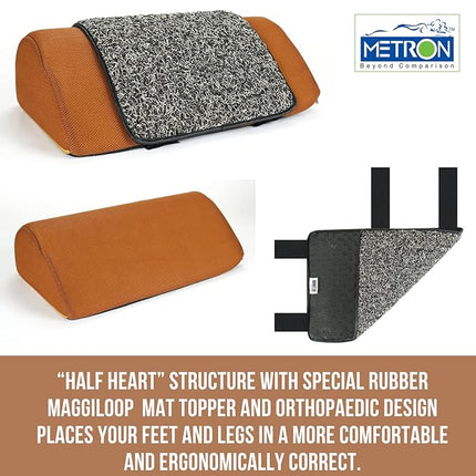 Metron Foot Rest for Office Chair | Work from Home |for Gaming Work-Study or Under Desk Leg Support |With Extra Removable Rubber Interlope Mat | Non-Slip Bottom |17”x12”x5” | Tan | Pack of 1