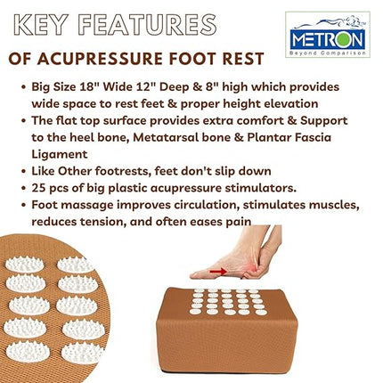 Metron Extra Large Foot Rest for Stools High Chairs Sofa Dining Table & Under Desk | Best for Kids Adults Shorter Folks & Senior Persons | Now with Acupressure Stimulators for Pain Relief