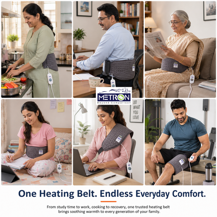 Electric Heating Pad for Back Pain, Period Cramps & Muscle Relief | METRON GentleCare HP005 GRY