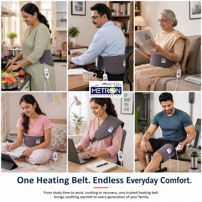 Electric Heating Pad for Back Pain, Period Cramps & Muscle Relief | METRON GentleCare HP005 GRY