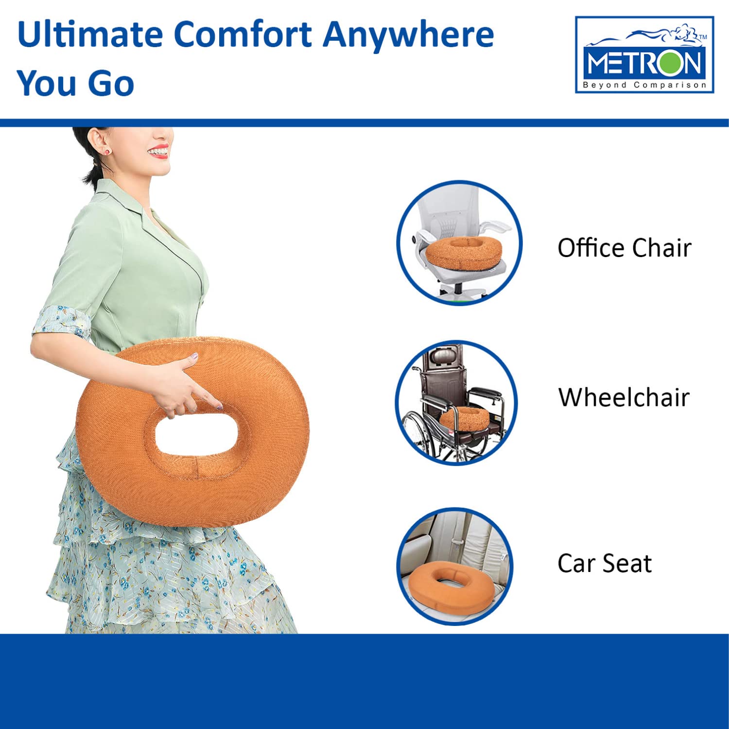 METRON Donut Ring Cushion Pillow for Piles Orthopedic Firm Support