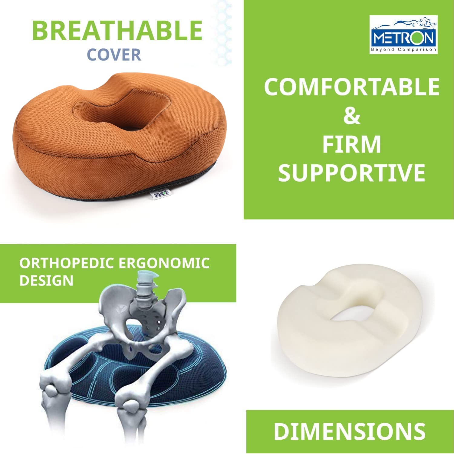 METRON Donut Pillow for Tailbone Pain Relief, Pregnancy Coccyx