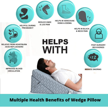7-in-1 Multipurpose Adjustable Bed Wedge Pillow for Sleeping  L - 26'' X W - 24'' X H - 11'' Inches