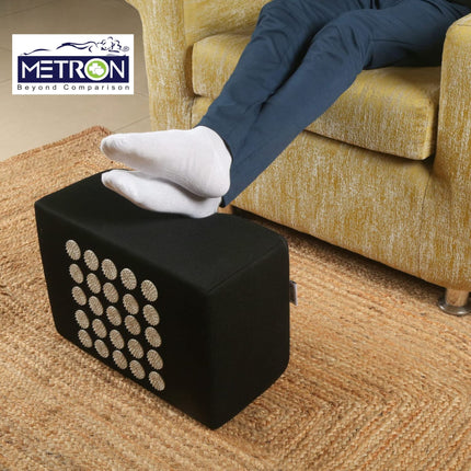 Acupressure foot rest for office use reducing leg fatigue and improving sitting posture