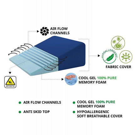 Wedge Pillow for Acid Reflux for Sleeping | Full Pure Gel Memory foam Soft Supportive | L - 28'' X W - 24'' X H - 8'' Inches