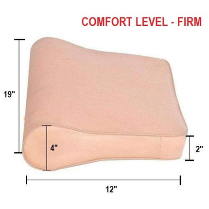 Universal Orthopedic Contoured Cervical Pillow | Comfort Level Firm (Hard) Support | L - 12” W - 19” X H - (4”-2”) Inches