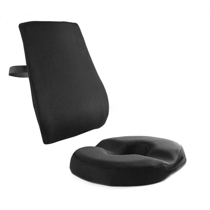 Soft Seat Cushion & Lumbar Support for Office Chair, Car, Wheelchair, Memory Foam Pillows | Washable Covers | Pack of 2 pcs