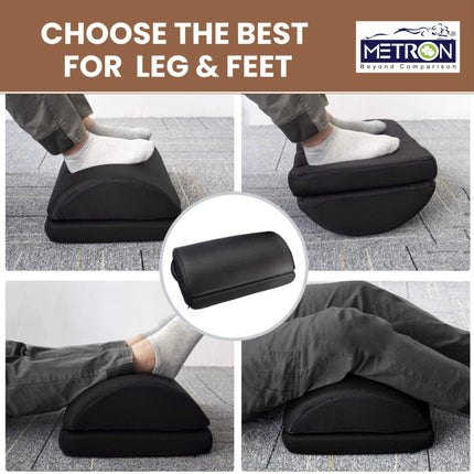 Adjustable foot rest with 4 inch and 6 inch height options for desk and ergonomic seating