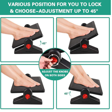 Adjustable foot rest for office chair to relieve leg pain, improve posture and reduce fatigue