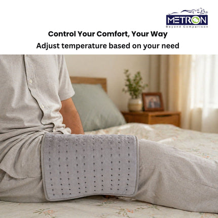 Heating pad with temperature control for personalized pain relief and safe heat therapy for everyday use by Metron
