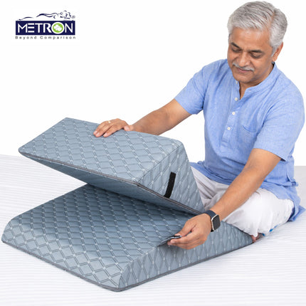 Adjustable wedge pillow with multi-position support for sleeping, sitting and leg elevation, easy folding design for daily comfort use – Metron