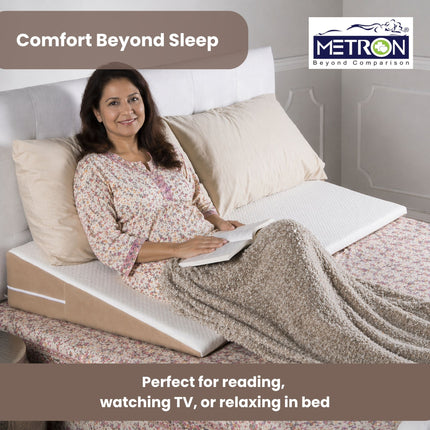 Back support pillow for bed for sitting, relaxing, and comfortable upper body support during rest