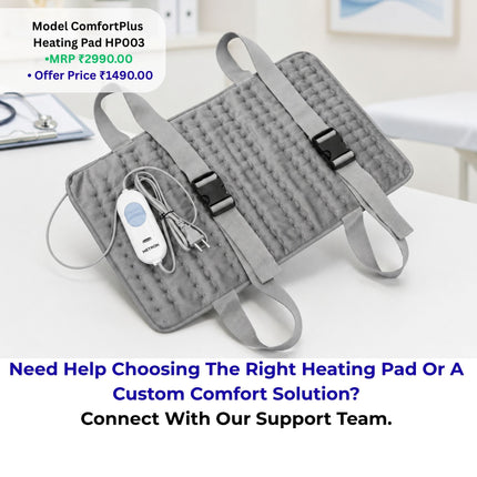 Best heating pad for back pain in India with affordable price, daily heat therapy solution for body pain relief at home by Metron