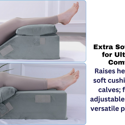 METRON Foam & Memory Foam Leg Elevation Pillow - Wedge Pillow for Varicose Veins, Reduces Leg & Back Pain, Improves Blood Circulation - Extra Soft Pillow, Grey, Pack of 1