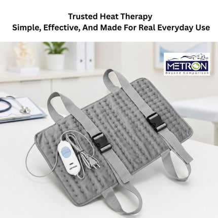 Doctor recommended heating pad for pain relief, simple and effective heat therapy solution for everyday body aches by Metron