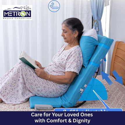 comfortable back support for elderly patient care at home sitting on bed without pain india metron