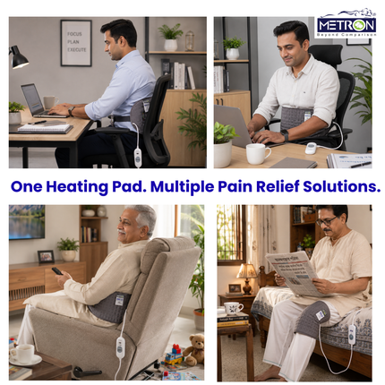 Electric Heating Pad for Back Pain, Period Cramps & Muscle Relief | METRON GentleCare HP005 GRY