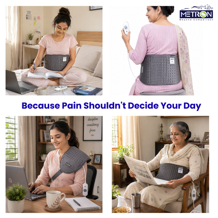 Electric Heating Pad for Back Pain, Period Cramps & Muscle Relief | METRON GentleCare HP005 GRY