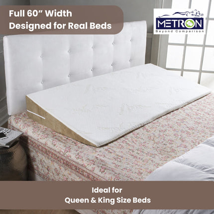 Wide wedge pillow designed for full bed support, suitable for comfortable inclined sleeping
