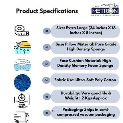 extra large face down pillow specifications size material high density foam and breathable design
