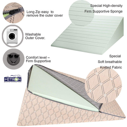 firm supportive wedge pillow for long duration use maintaining posture and comfort during recovery or sleep India Metron