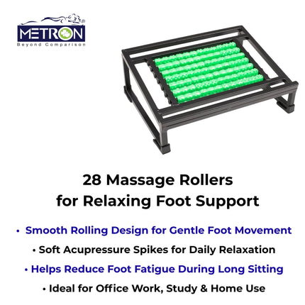 Foot rest with roller massage helps relax feet, improve blood circulation and reduce fatigue during long sitting at desk