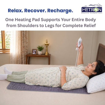 full body heating pad for back pain relief while lying on bed heat therapy at home metron