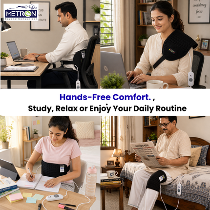 Electric Heating Pad for Back Pain, Period Cramps & Muscle Relief | METRON GentleCare HP005 BLK