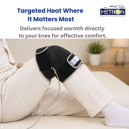 Heat therapy applied on knee for stiffness relief and improved mobility at home metron