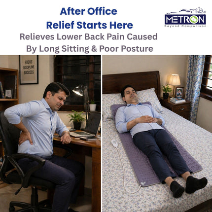 heating pad for lower back pain caused by long sitting office work posture relief metron